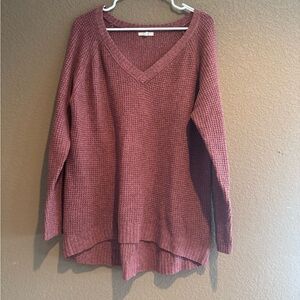 MAURICES Chenille Women's Rose Brown V-Neck Sweater